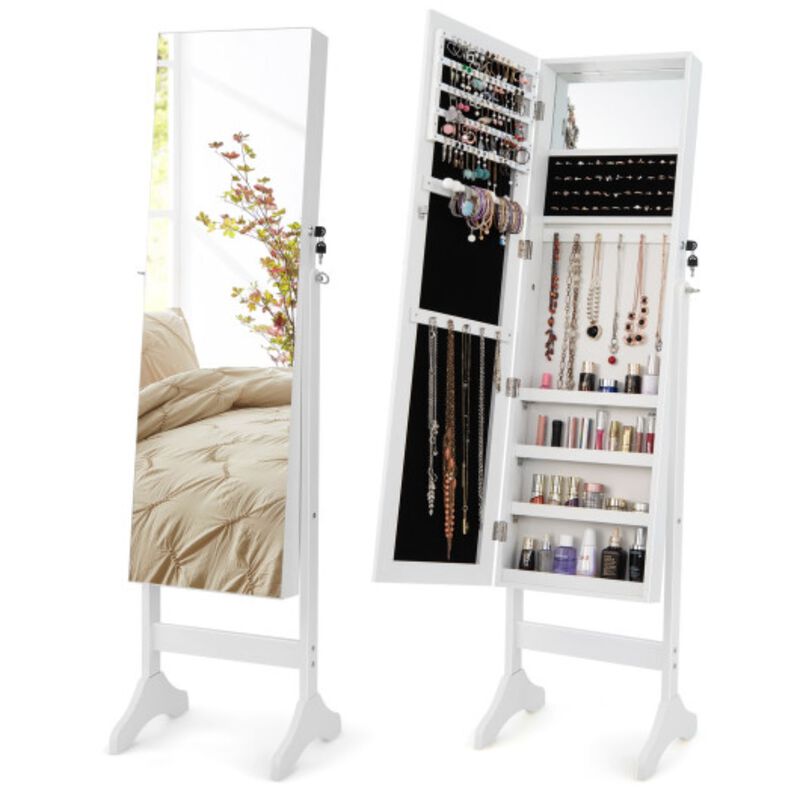 Standing Jewelry Cabinet with Full Length Mirror