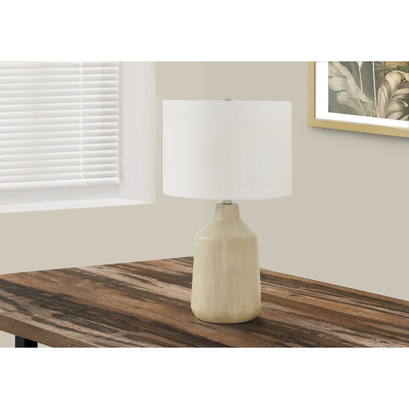 Monarch Specialties I 9701 - Lighting, 24"H, Table Lamp, Black Concrete, Grey Shade, Contemporary