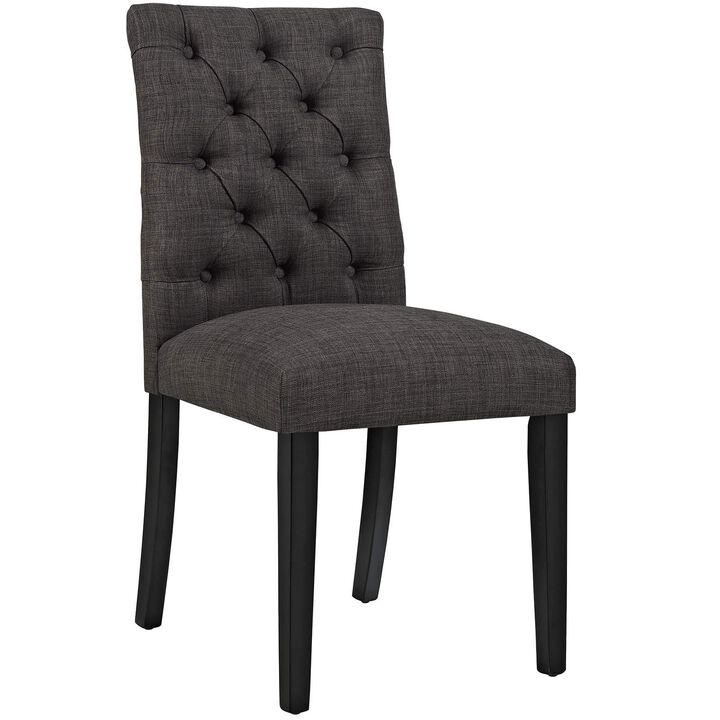 Modway Duchess Modern Tufted Button Upholstered Fabric Parsons Four Dining Chairs in Brown