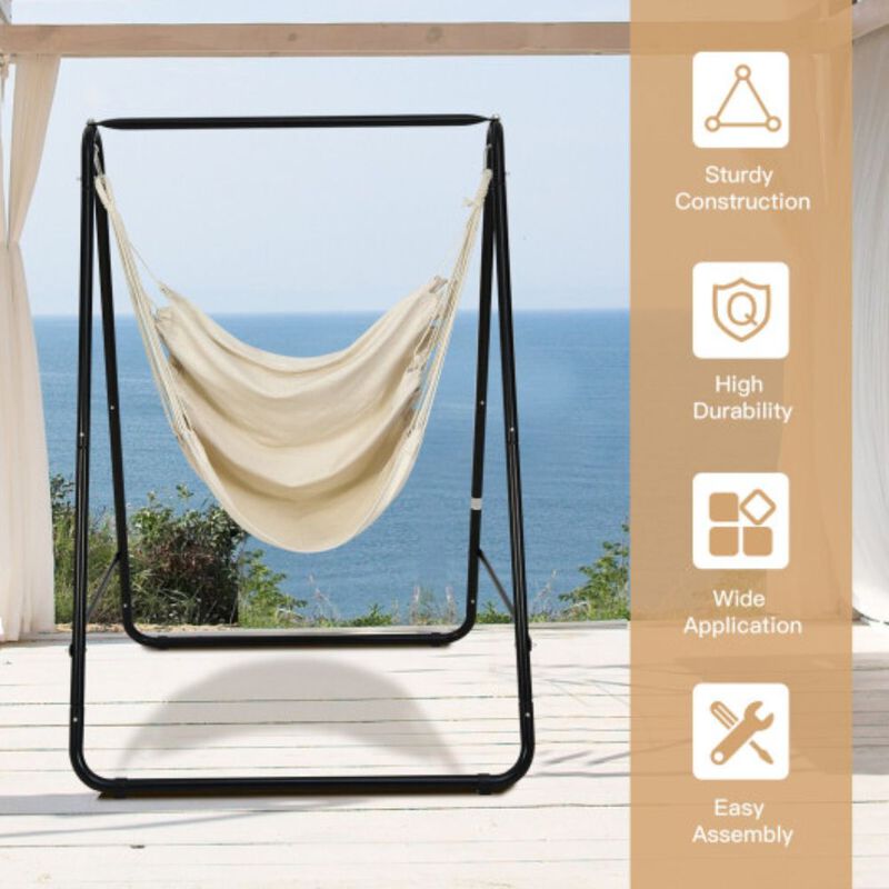 Hanging Padded Hammock Chair with Stand and Heavy Duty Steel