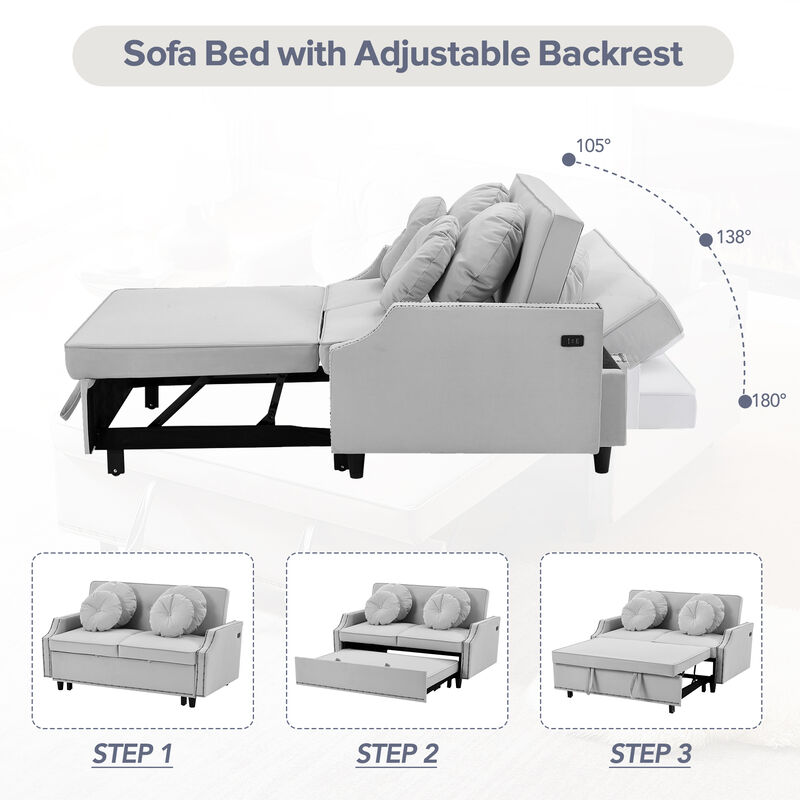 Merax Adjustable Sofa Bed with  Two USB Ports