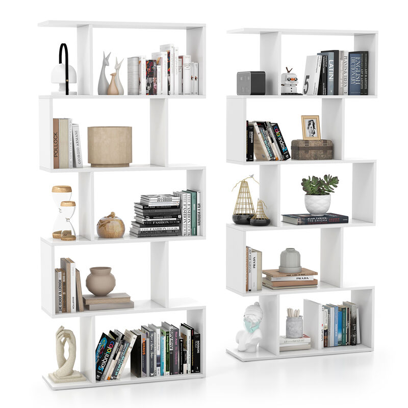 5-Tier Bookshelf with Anti-Toppling Device for Living Room Home Office