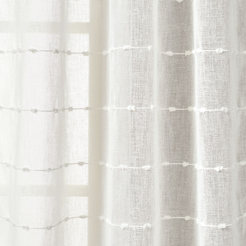 Farmhouse Textured Grommet Sheer Window Curtain Panels