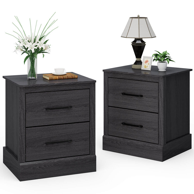 Wood Compact Floor Nightstand with Storage Drawers