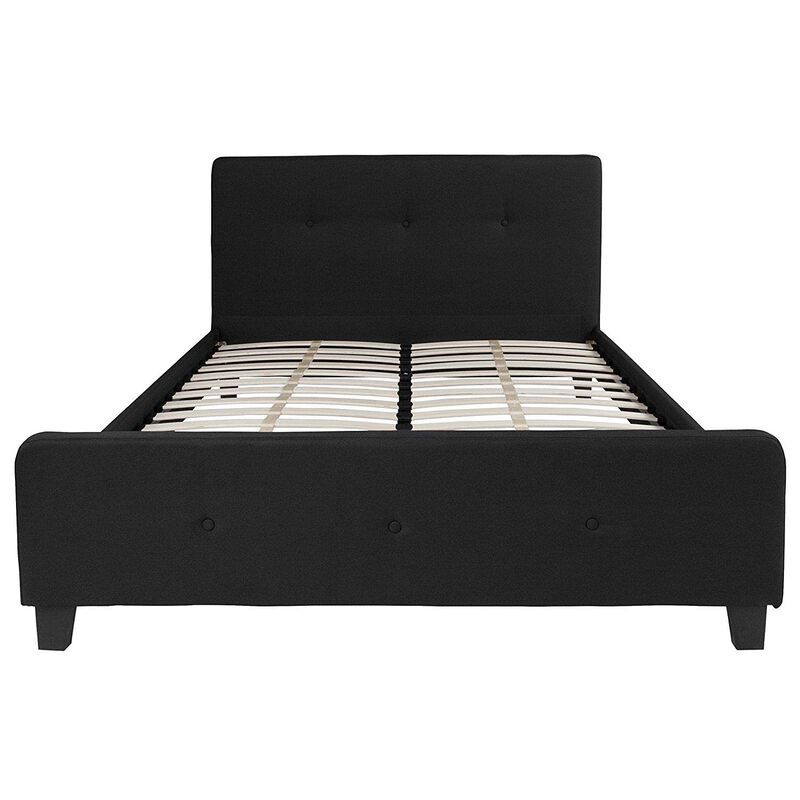 Flash Furniture Tribeca Queen Size Tufted Upholstered Platform Bed in Black Fabric