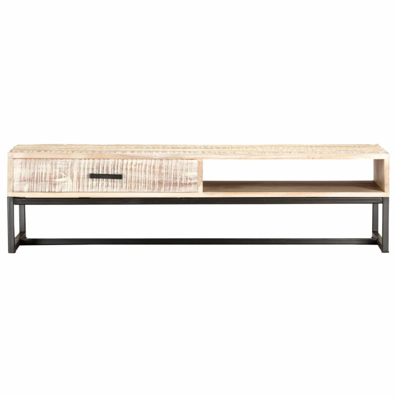 vidaXL Coffee Table White 46.1"x19.7"x11.8" Solid Acacia Wood