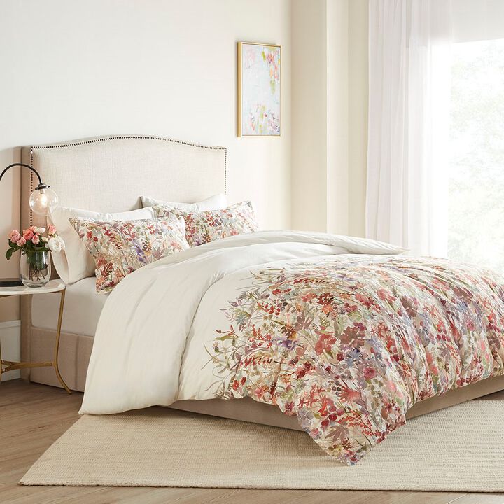 Gracie Mills Millicent 3-Piece Bloom Cotton Printed Duvet Cover Set