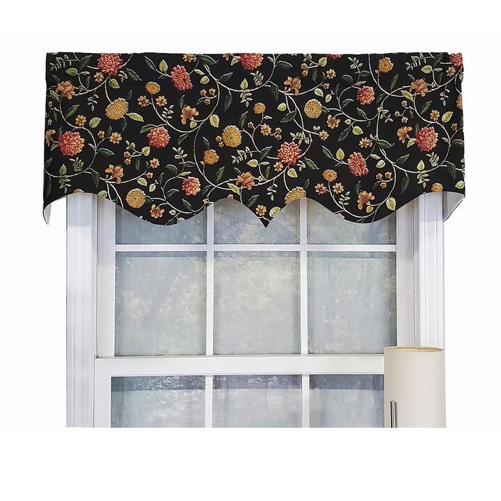 RLF Home Modern Design Classic Nightfall Regal Style Window Valance 50" x 17" Black