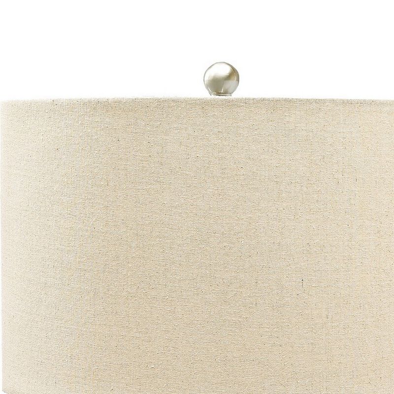 Speckled Ceramic Base Table Lamp with Drum Shade, Beige-Benzara