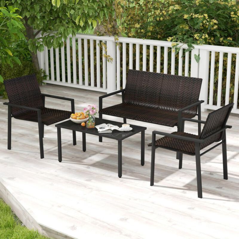 Hivvago 4 Pieces Patio Furniture Set with Heavy Duty Galvanized Metal Frame