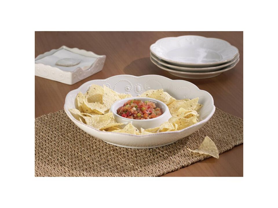 Lenox French Perle Chip and Dip Tray, White