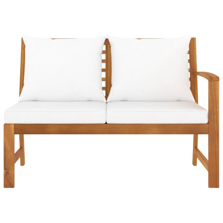 vidaXL Garden Bench 45.1" with Cream Cushion Solid Acacia Wood