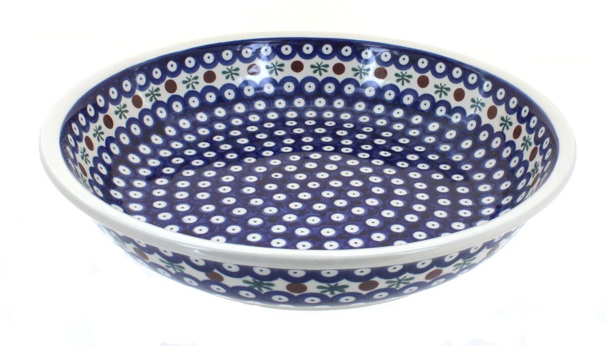 Blue Rose Polish Pottery Sweet Annie Large Shallow Serving Bowl