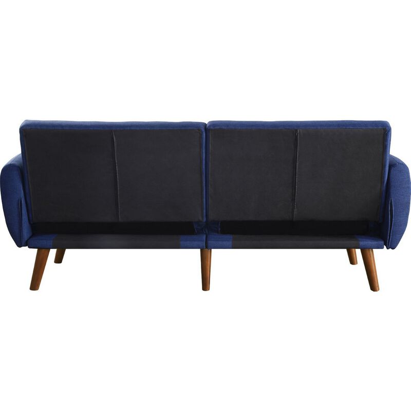 Fabric Upholstered Adjustable Sofa, Blue and Brown