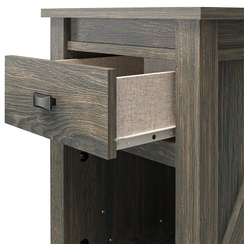 Hivvago Farmhouse 1-Drawer Bedroom Nightstand with Open Shelf