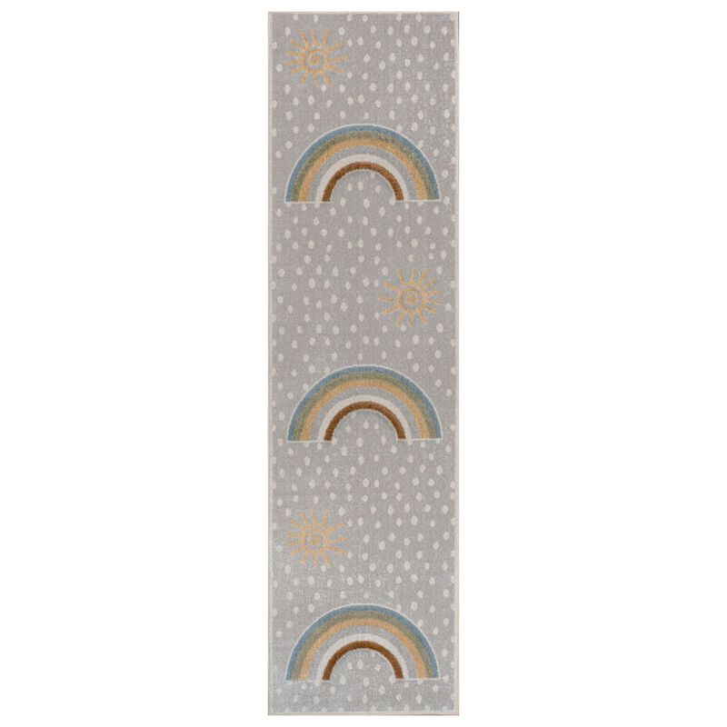 Minha Rainbow Dot Modern Machine Washable Area Rug