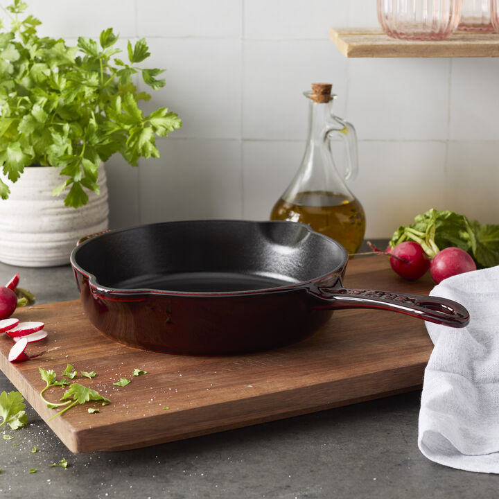 STAUB Cast Iron 8.5-inch Traditional Deep Skillet - Cherry