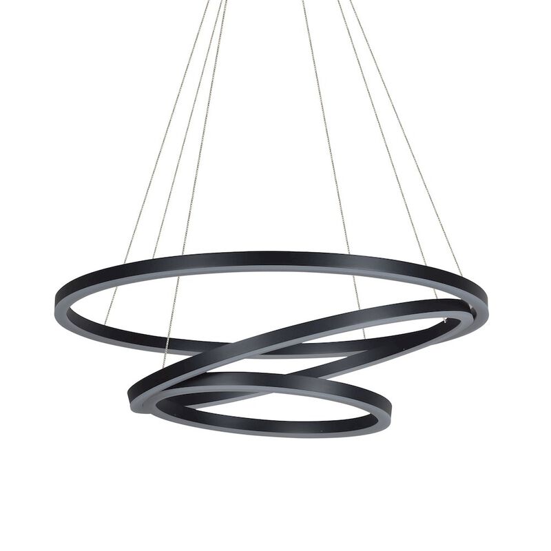 VONN Lighting Integrated LED Chandelier Height Adjustable Circular Pendant Light in Black