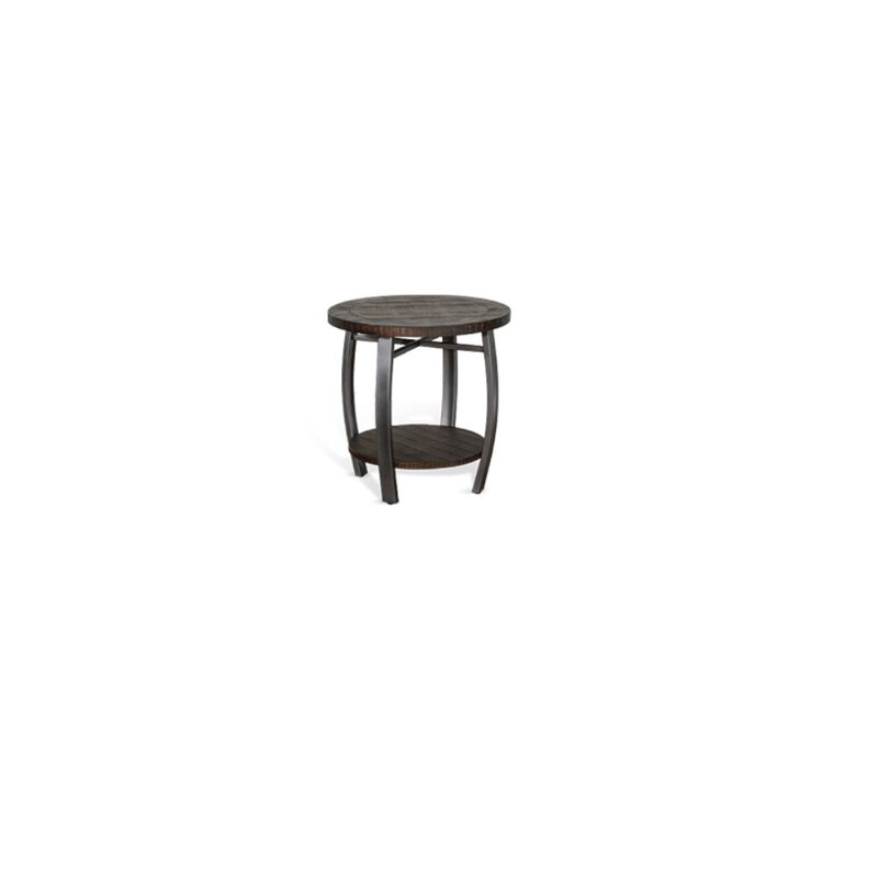 Sunny Designs Homestead 24 Mahogany Wood & Metal End Table in Tobacco Leaf