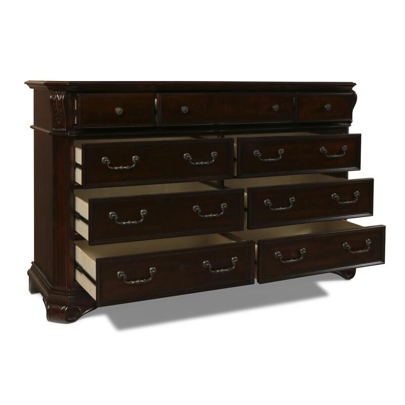 New Classic Furniture Furniture Emilie Solid Wood Engineered Wood Dresser in Tudor Brown