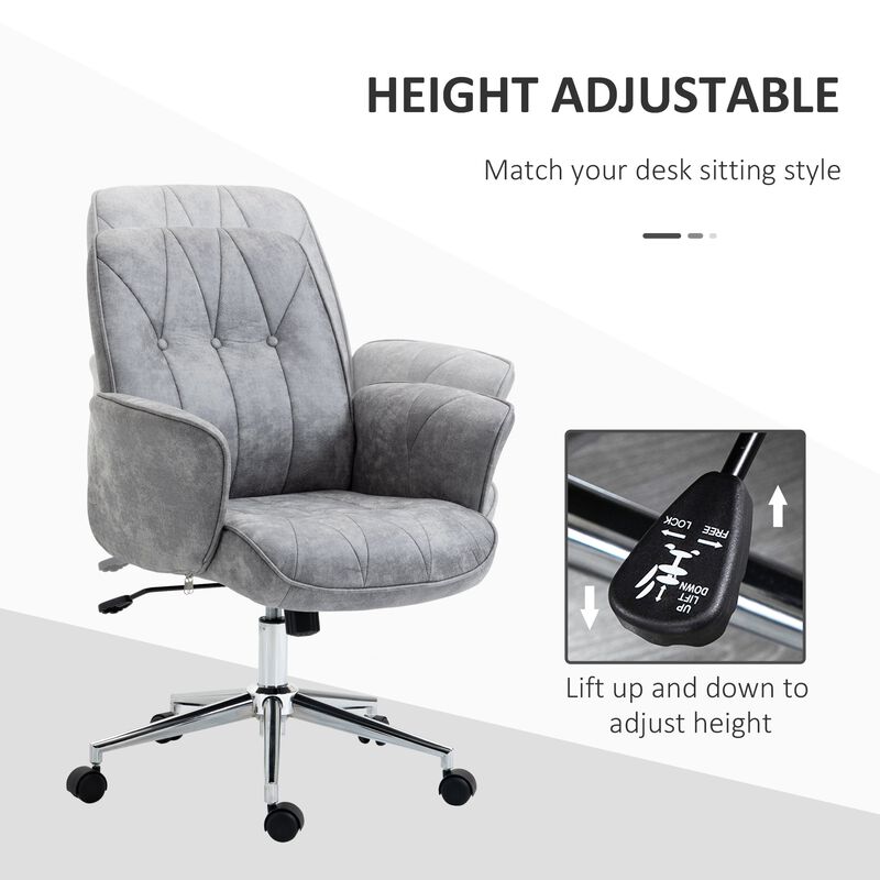 Grey Contemporary Seating: Mid-Back Movable Home Workstation Chair