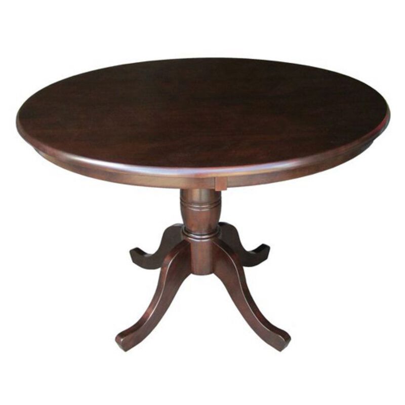 Hivvago Round 36-inch Solid Wood Kitchen Dining Table in Rich Mocha