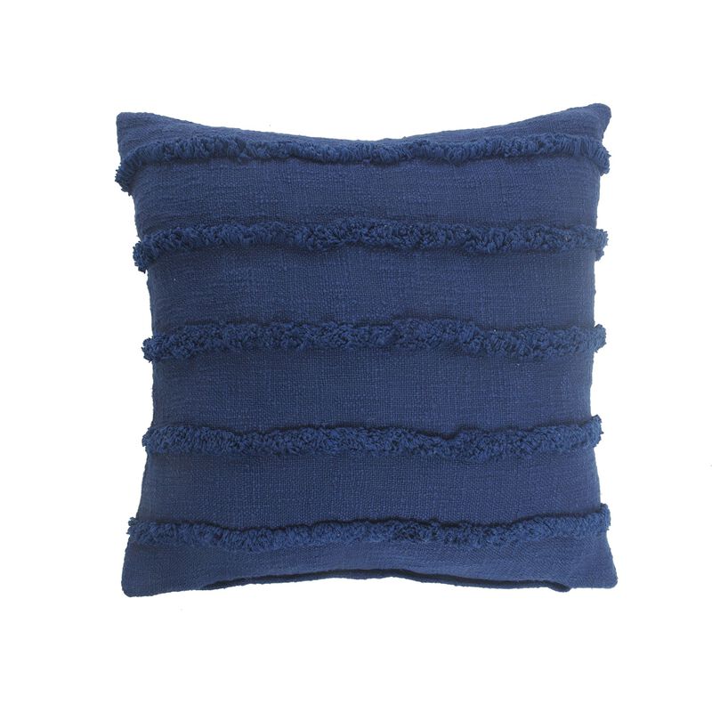 20" Blue Overtufted Solid Square Throw Pillow