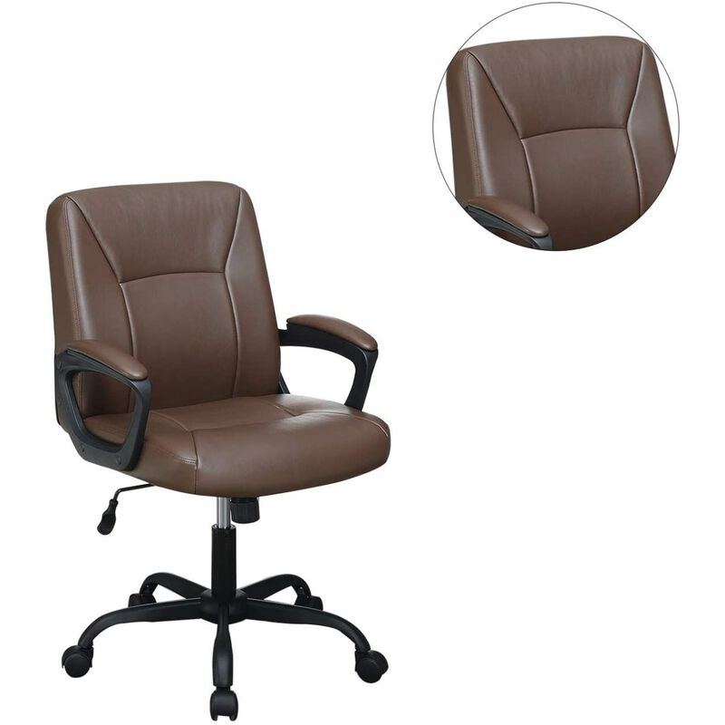 Relax Cushioned Office Chair 1 Piece Brown Color Upholstered Seat Back Adjustable Chair Comfort