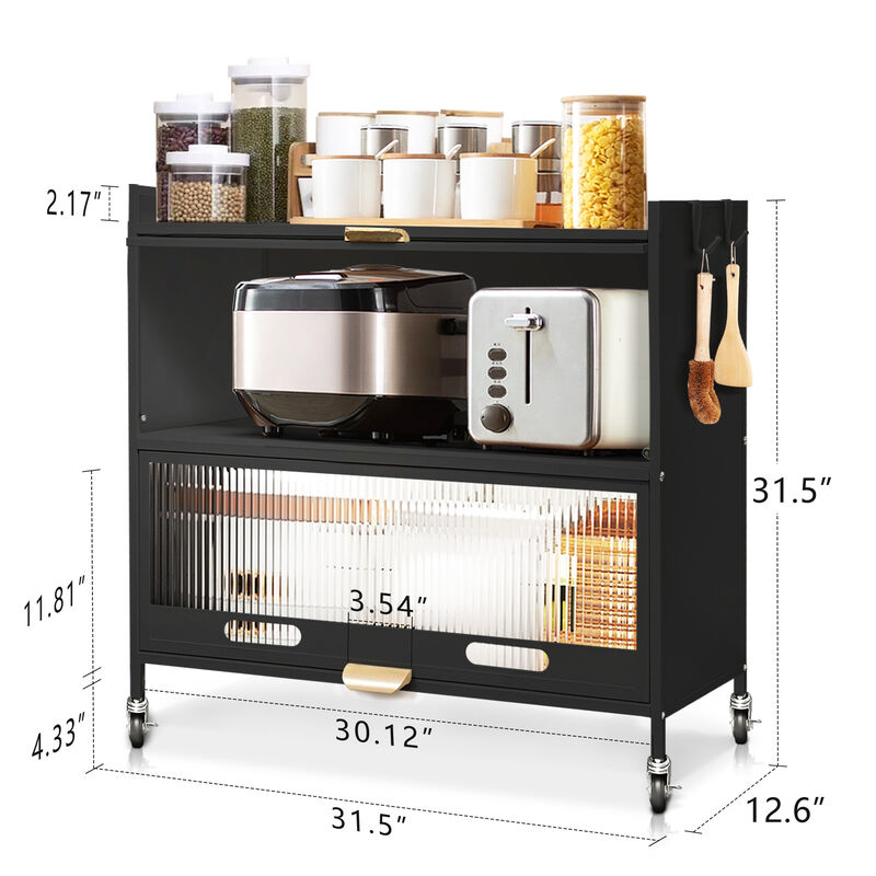 Mega Casa 31.5' Tall Steel 2-Door And 3-Layer Organization Cabinet