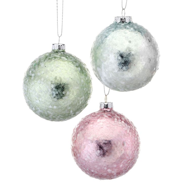 6ct Multi-Colored Glass Sequin Pearlized Ball Ornaments 3" (76mm)