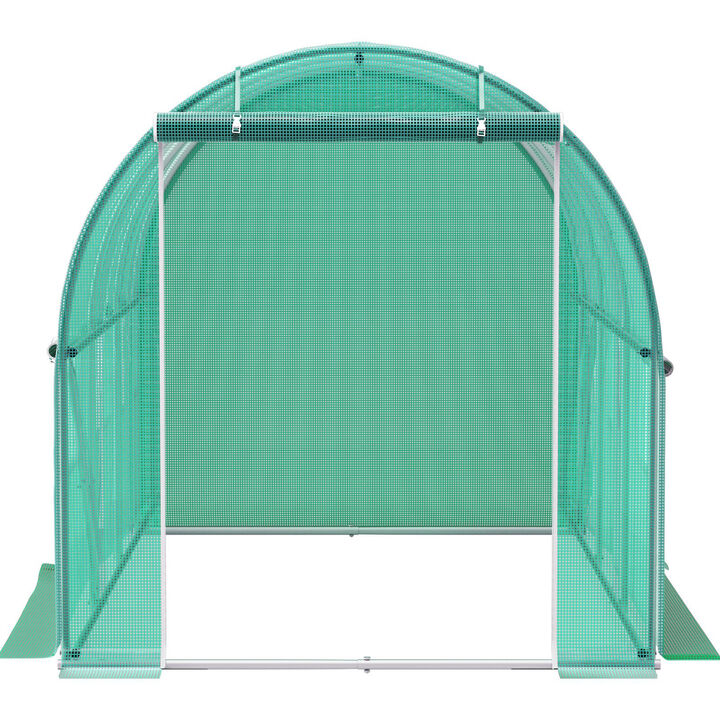 Portable Walk-In Tunnel Greenhouse with Steel Frame, Zippered Door & 6 Windows