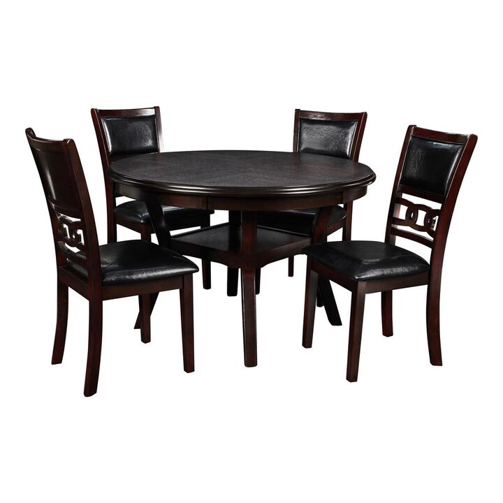 New Classic Furniture Furniture Gia 5-Piece Round Solid Wood Dining Set in Ebony
