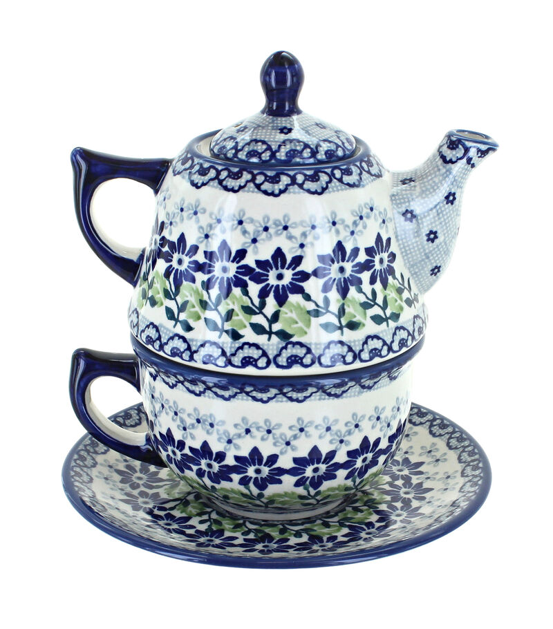 Blue Rose Polish Pottery Garden Bouquet Tea for One