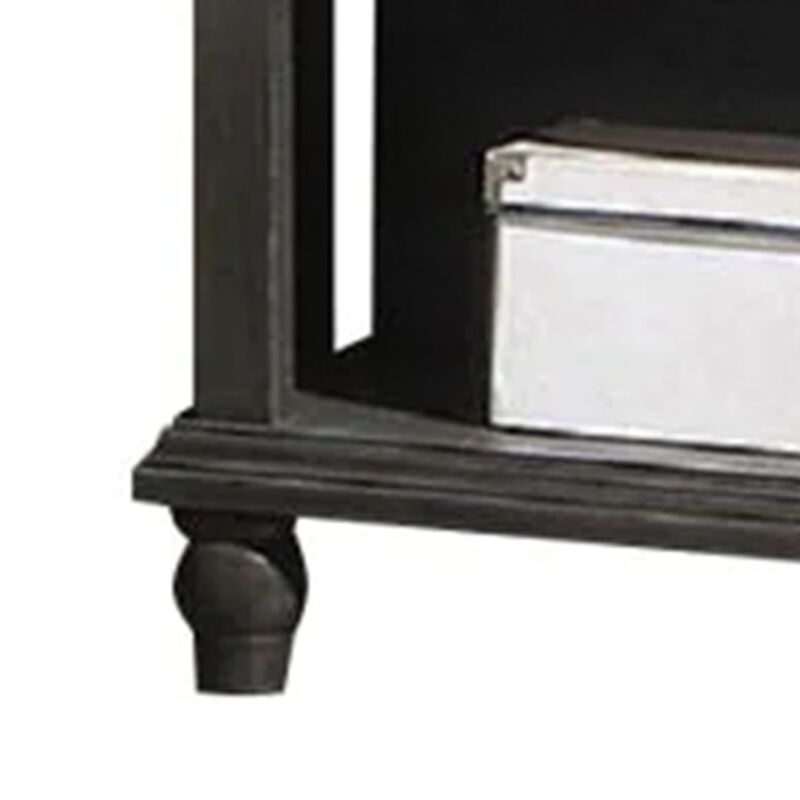 Zenny 26 Inch Nightstand with 1 Drawer, Open Lower Shelf, Gray Solid Wood - Benzara
