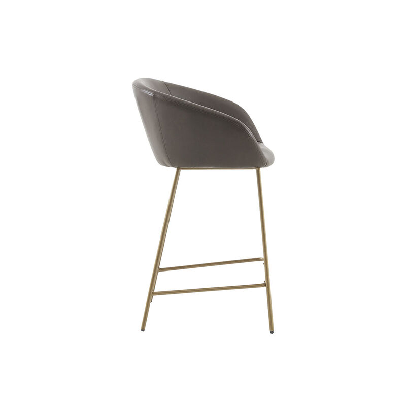 Gracie Mills Claudette Polyurethane Leather Counter Stool with Gold metal base