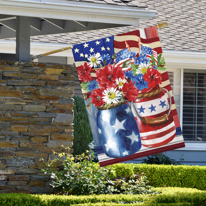 Stars and Stripes Patriotic Flower Bouquets Outdoor Flag - 28" x 40"