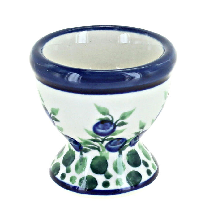 Blue Rose Polish Pottery Flowering Peacock Egg Cup