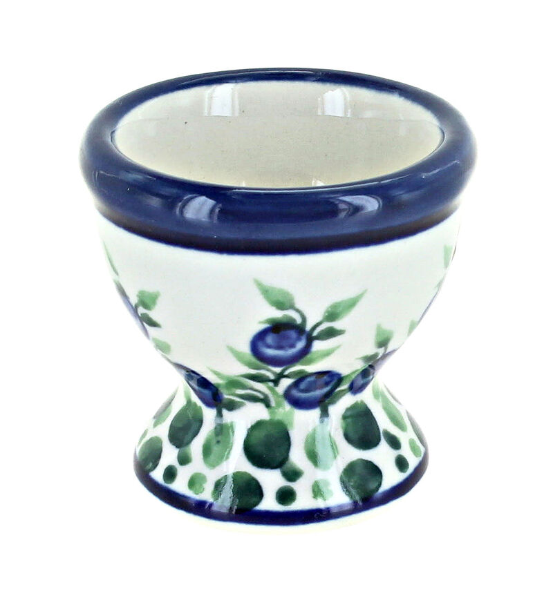 Blue Rose Polish Pottery Flowering Peacock Egg Cup