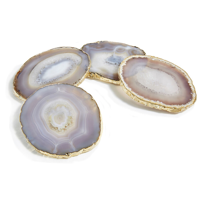 Lumino Coasters, Smoke Agate & Gold, Set of 4