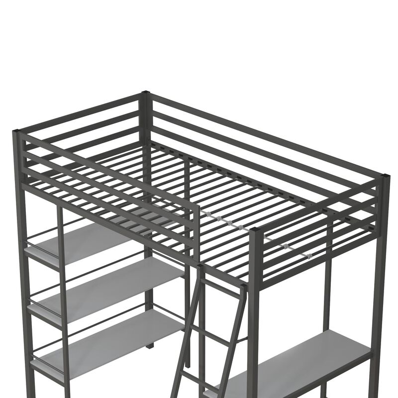 Nova Metal Loft Bed with Shelves