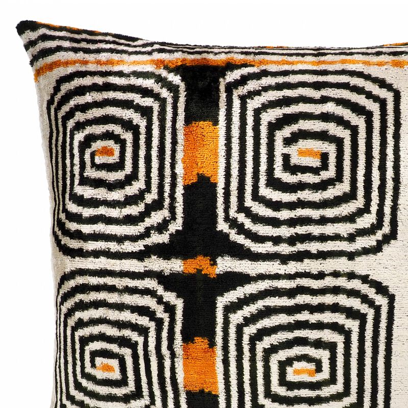 Labyrinth Silk Velvet Ikat Pillow, 20" X 20" Case Only