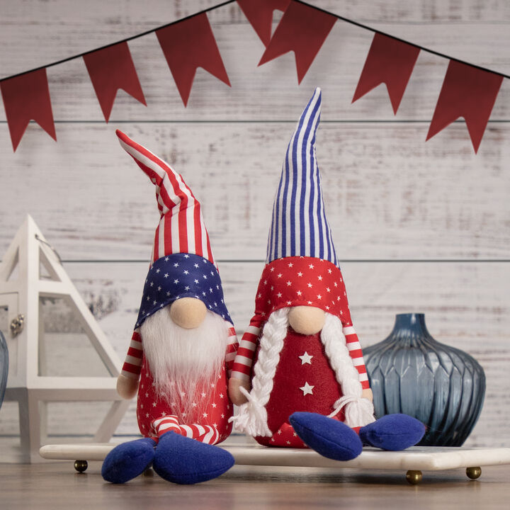 17.75" Sitting Patriotic Girl 4th of July Gnome