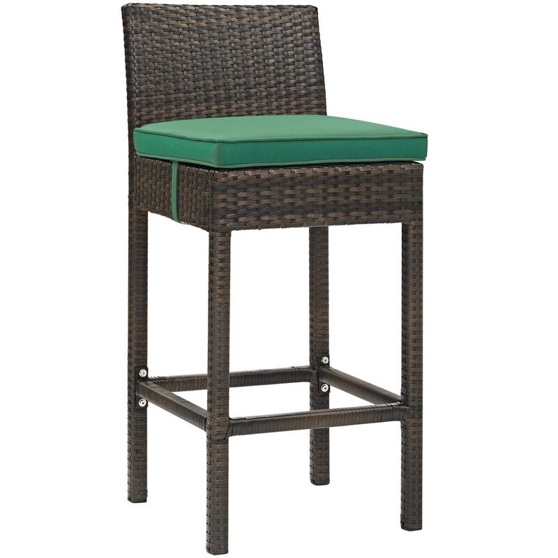 Modway EEI-3601-BRN-GRN Conduit Bar Stool Outdoor Patio Wicker Rattan Set of 4 in Brown Green, Four