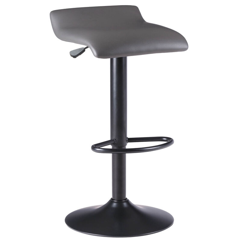 Tarah 2-Pc Adjustable Swivel Seat Stool Set, Black and Slate Gray