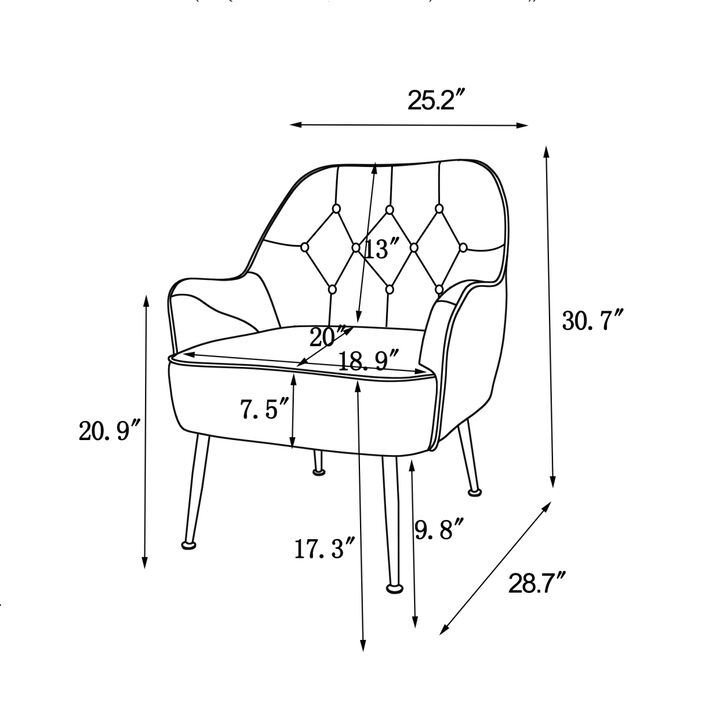 Modern Mid Century Chair velvet Sherpa Armchair for Living Room Bedroom Office Easy Assemble(Green)