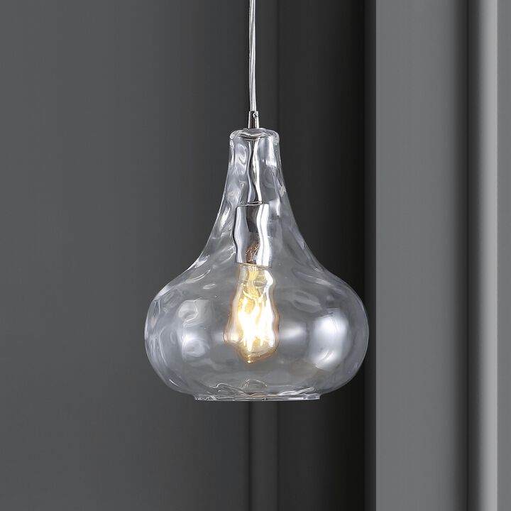 Ferano 9" Adjustable Metal/Glass LED Pendant, Chrome