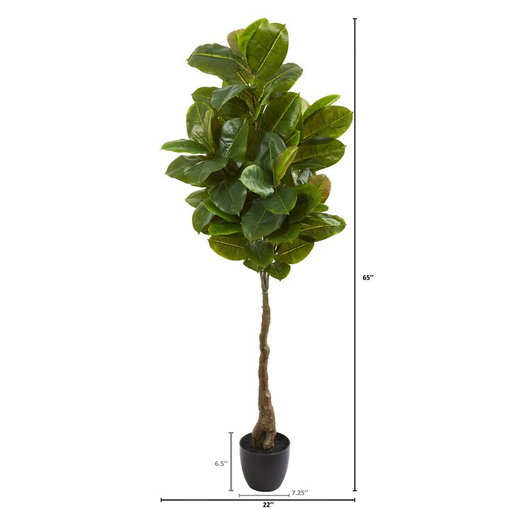 HomPlanti 65 Inches Rubber Leaf Artificial Tree (Real Touch)