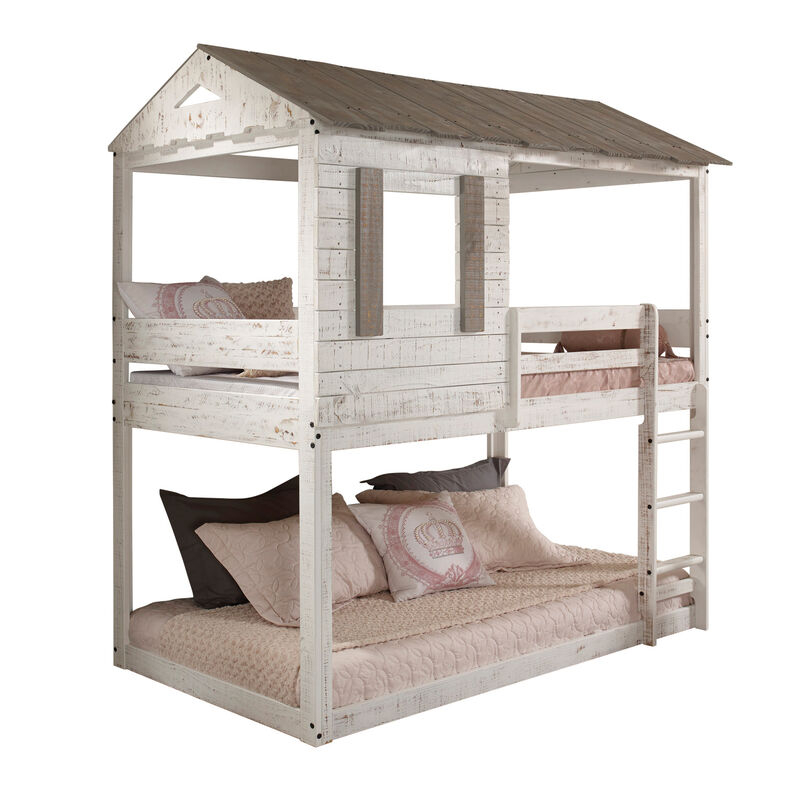 Darlene Twin/Twin Bunk Bed, Rustic White