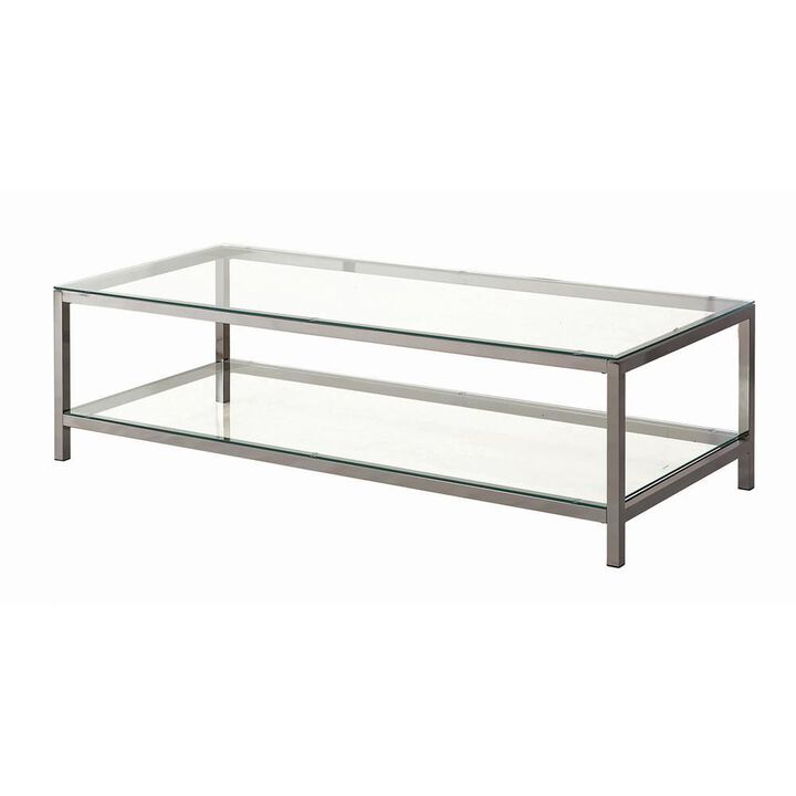 Trini Coffee Table with Glass Shelf Black Nickel