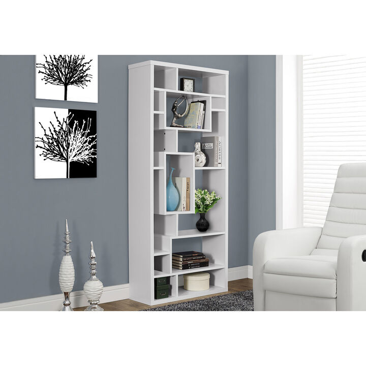 Monarch Specialties I 7071 Bookshelf, Bookcase, Etagere, 72"H, Office, Bedroom, Laminate, White, Contemporary, Modern